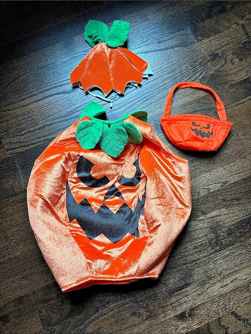 Pumpkin Costume with Basket and Hat Set